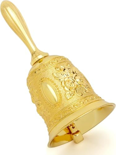 Campanello a Mano in Metallo, Campana con Maniglia, Campane di Natale - Classico per Ristorante, Hotel, Bar, Reception