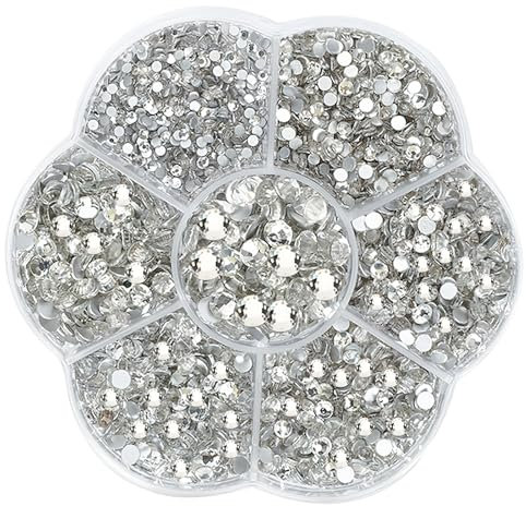 JOZMMZEOOA 3000PCS Diamantes para Manualidades 7 Tipos Destello Hotfix Diamantes Brillantes Manualidades Rhinestones Pedreria Cristal Hotfix,para Adecuado Regalos Artesanales Ropa Zapatos (Plata)