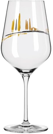 RITZENHOFF 3001011 Rotweinglas 500 ml - Serie Herzkristall Nr. 11 - Glas mit Toskana-Motiv in Roségold - Made in Germany