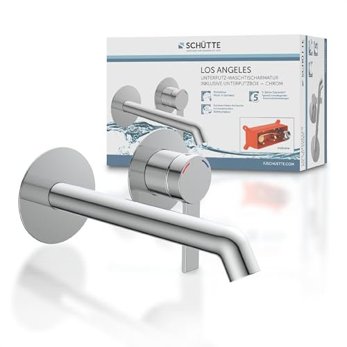 Robinetterie de lavabo Schütte Los Angeles pour montage mural, robinet élégant pour salle de bains, mitigeur de salle de bains pour montage encastré, raccord mural pour robinetterie de salle de bains,