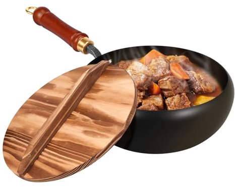 BAODBF Padella giapponese forgiata,Padella antiaderente forgiata a mano giapponese 2025,Padella da 24 cm senza rivestimento,Padella in ferro forgiata a mano antiaderente per induzione,Fornello