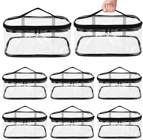 Axincardarm 8 Pcs Small Cosmetics Storage Bags Clear Organizing Bags with Zipper, Waterproof Storage Bag for Cosmetics
