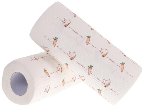 HOODANCOS 2 rollos Papel Absorbente para Cocina Toallas Limpieza Multiusos Absorbe Grasa y Manchas Uso Campana Extractora Azulejos y Encimeras Diseño Zanahoria y Conejo