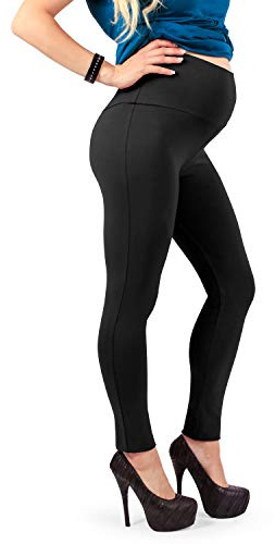 MAMAJEANS Vienna - Leggins Donna Premaman in Cotone Felpato, Abito Invernale, Perfetta vestibilità, Abbigliamento per la Gravidanza - Made in Italy (Nero - XL IT)