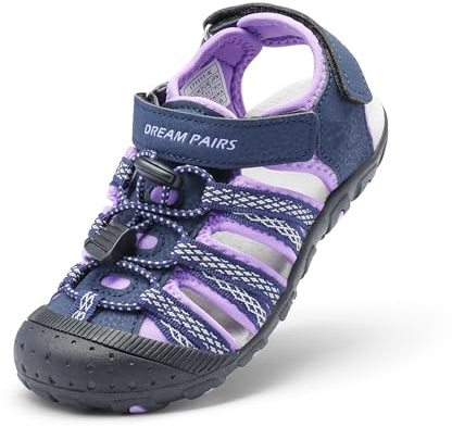 DREAM PAIRS unisex sommar vatten atletiska sandaler, Marinblå/lila, 15.5 EU