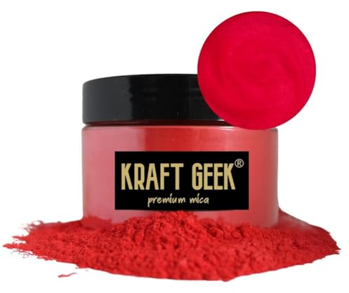 KRAFT GEEK Polvere di mica rossa Premium Mars 50g. Colorante in polvere per pigmenti di resina epossidica Coloranti naturali per saponi, candele, melma, bombe da bagno, trucco, unghie, tessuti, tintur