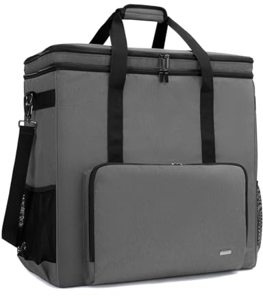 CURMIO Couche Double Sac de Transport pour boîtier de Tour d'ordinateur de Bureau, Clavier, câble et Souris, Sac de Voyage à bandoulière pour Ordinateur hôte, Gris