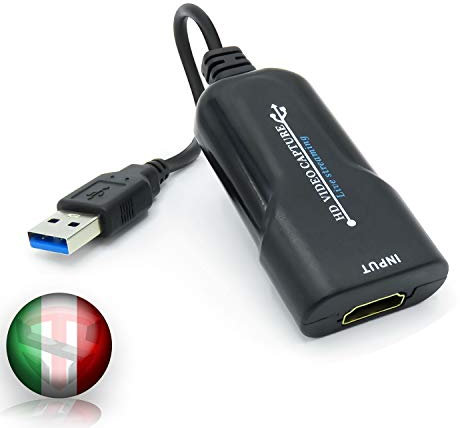 TechSide Scheda di acquisizione Video da HDMI a USB 3.0 | 2025 Windows 11 MacOs Catalina Android Linux | 1080p 60 Fps per DSLR Videocamera Action Cam Streaming