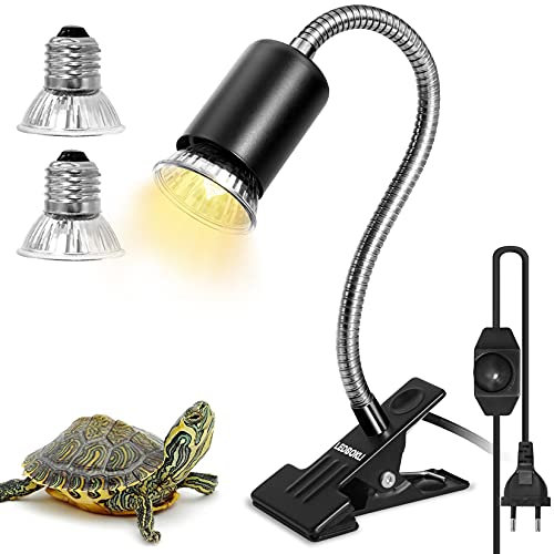 LEDBOKLI Schildkröte Wärmelampe - dimmbar Aquarium Reptilien Lampe, mit Clip E27 25/50W Lampen Halter UVA UVB 360° für Reptilien, Eidechsen, Schildkrötenschlangen,Haustier, Habitat