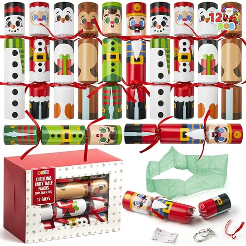 JOYIN 12 Stück Weihnachten Party Favor Geschenke Nicht-schnappende Party Tischgeschenke mit Weihnachtsfiguren, Holiday Party Favor Supplies für Kinder und Erwachsene, Weihnachtsfeiern