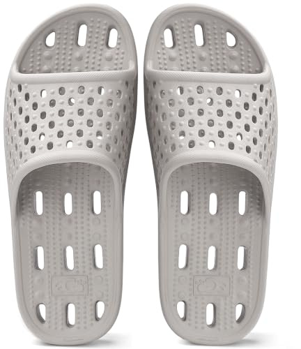 Aoowoll Shower Shoes for Men,Open Toe Non Slip Bathroom Sandals,Gray EU46