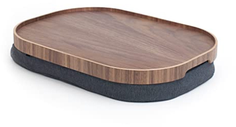 Bosign. Vassoio con cuscino per sacco di fagioli, scrivania portatile per computer portatile, colazione, cena, vassoio antiscivolo, lavabile, sfoderabile, cuscino in legno di noce naturale, cuscino