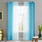 Deconovo Durchsichtige Vorhänge Voile Gardinen mit Ösen, 215x140 cm(HöhexBreite), Blau, 2er Set