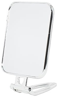 Rechteck Kosmetikspiegel mit Griff, 270° Faltbarer Standspiegel klein Tischspiegel Schminkspiegel normal Doppelseitiger Spiegel Reisespiegel für Make-up, Schminken, Haare kämmen, rasieren (Silber)