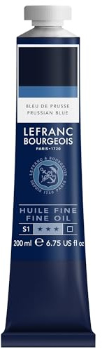 Lefranc Bourgeois 301824 högkvalitativ fin oljefärg, ljusbeständig och enhetlig konsistens, 200 ml rör, idealisk för duk och målarbräda, preussisk blå