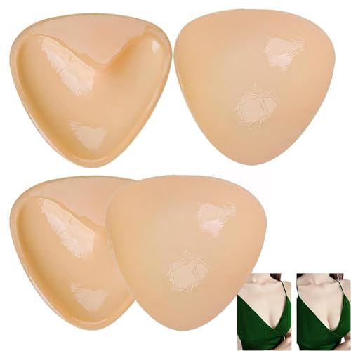 OUWEWIN Sticky Push Up Bra, 2 Pairs Double Sided Adhesive Boost Cups Bra Pads Inserts Invisible Bra for Women Girls Any Cup Cover(Skin Color, C/D)