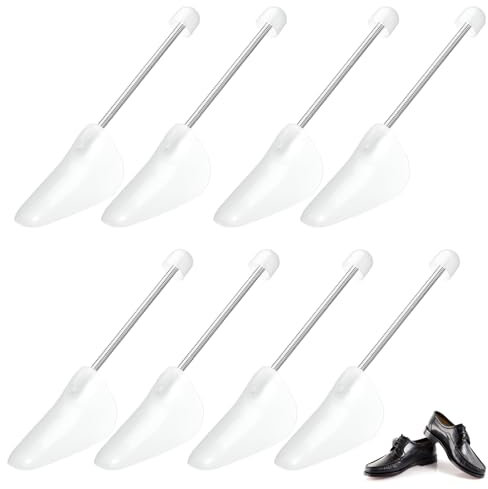 Yimomoyi 4 Pairs Shoe Trees for Men, White Shoe Tree, Adjustable Spiral Spring Shoe Shaper Holder, Shoe Stretchers Mens Plastic Shoe Expander Men