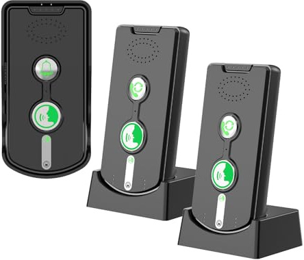 Swokely Intercomunicador inalámbrico recargable de larga distancia inteligente para oficina en casa, timbre electrónico de comunicación bidireccional en tiempo real (negro)