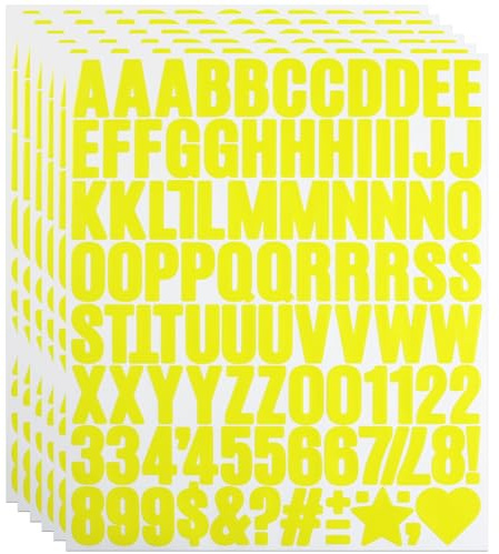 YJKEAI 1 Inch Small Vinyl Letters Number Stickers, 588 Pieces Self Adhesive Alphabet Sticker for Water Bottle, Notebook Decor, Scrapbook - Yellow