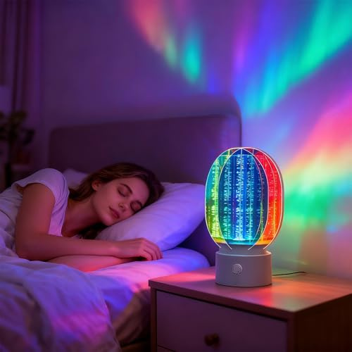 Indrnif Lámpara de Noche Aurora 3D Giratoria Regulable, para un Ambiente Romántico Estrellado, Proyector LED Giratorio de 360°, Decoración para la Habitación de los Niños