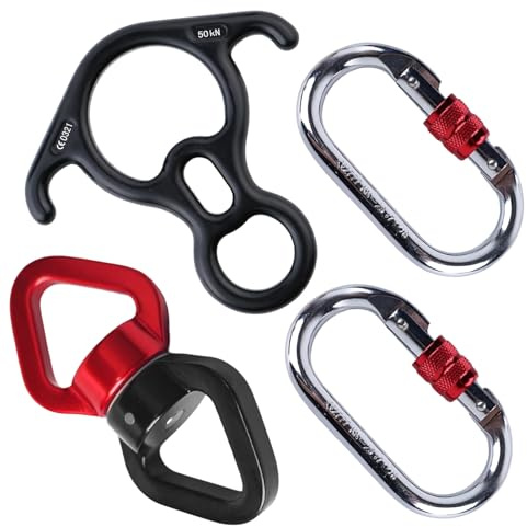 Ysislybin Équipement de Descente à Oreille Recourbée Pivot de Rotation 25 KN Dispositif Pivotant 360°Descendeur Connecteur Swing pour de Plein Yoga
