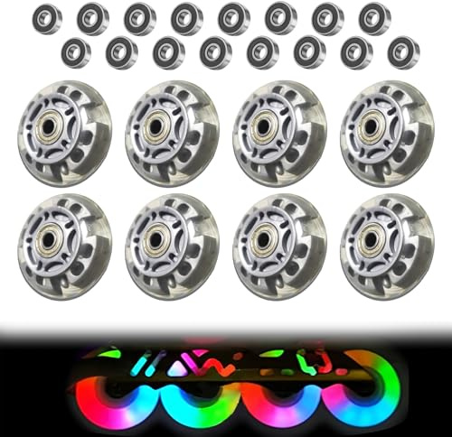 Lot de 8 Roues Alignées, 72mm Roues de Rechange avec Roulement à Billes, Roues Rechange Roller Roues de Patins à Roulettes pour tous les types de patins à roulettes