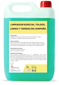 Limpiador Concentrado de Toldos y Lonas 5L – Especial para Hidrolimpiadoras – Profesional, Alta Eficacia, Eliminación de Suciedad, Moho y Manchas – Uso Exterior