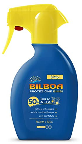 Bilboa Kinder-Solarauslöser für Kinder, mit LSF 50+, Anti-Sand, wasserdicht und Anti-Verbrühung, dermatologisch getestet, 250 ml