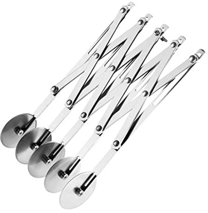 Vogue 5 Wheel Dough Cutter, Stainless Steel, Width: 57 mm Extendable up to 490 mm, Lattice Pastry Strip Cutter, Dough Divider, CS850