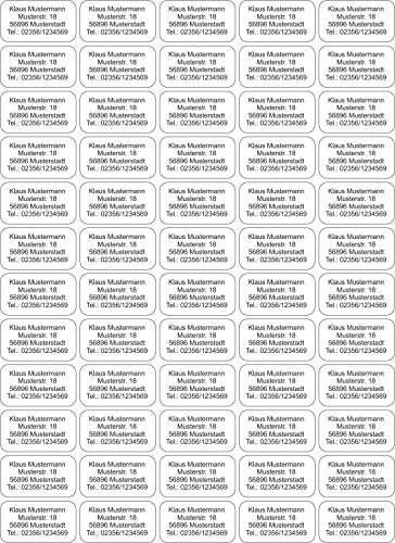 INDIGOS UG Adressetiketten selbstklebend - 40x22 mm - weiß - 60 Sticker Namensaufkleber Kinder Schule - Namensetiketten selbstklebend - Sticker für Stifte, Federmappe, Hefte, Bücher