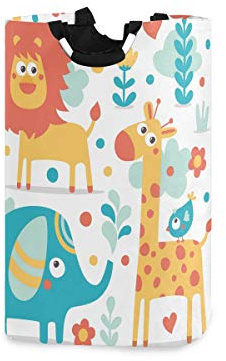 Mnsruu Panier à Linge Pliable avec poignée Motif Lion Girafe