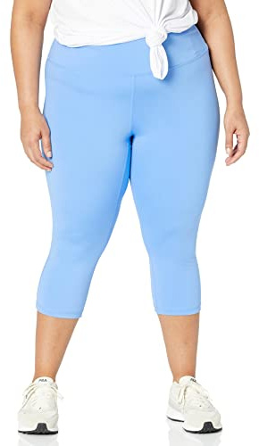 Amazon Essentials Mallas capri de talle alto Active Sculpt para entrenamiento y atletismo (disponibles en tallas grandes) Mujer, Azul Francés, L