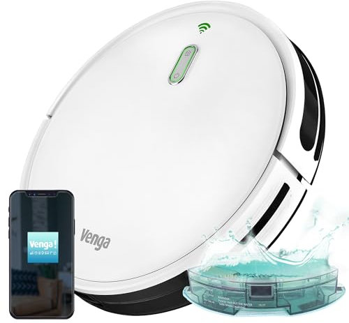Venga! Robot Aspirateur, Laveur de sol, Navigation Gyroscope et App, Blanc, VG RVC 3001 WH