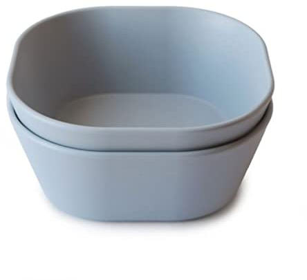 Mushie Dinnerware Bowls for Kids | Tableware Set of 2 Reusable BPA Free Bowls | Dishwasher & Microwave Safe | Made in Denmark | Square (Cloud)