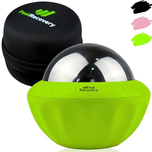 Bola de Masaje Muscular Efecto Frío y Calor con Pelota de Metal y Gel 8cm Ø - Rodillo Masajeador Manual RollOn para Crioterapia, Relajación, Bienestar, Anticelulítico, Fascia, Espalda y Pies