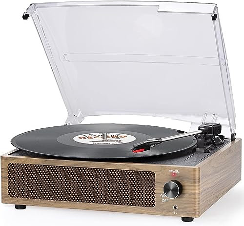 Trynnay Vinyl Record Player Vinyl Player Bluetooth Turntable Suitcase with two Built-in Stereo Speakers Supports USB FM Radio RCA Line Out AUX Input Portable Lightweight（Retro Black）