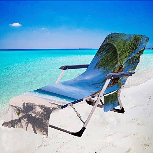 Surwin Schonbezug Für Gartenliege Strandliegenauflage Frottee Liegenauflage Stuhl Strandtuch Sun Lounger Bezug mit Tasche Sporthandtuch, für Sommer Schwimmen Garten (75x210cm,Himmel)