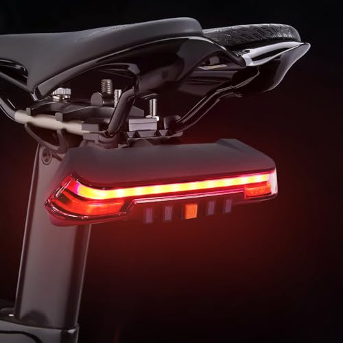 JINKEY Smart Bike Tail Light with Turn Signals & Automatic Brake Light, Wireless Remote Control Rear Bicycle Safety Light, USB Rechargeable, Waterproof Warning Light for City Biking & Night Riding