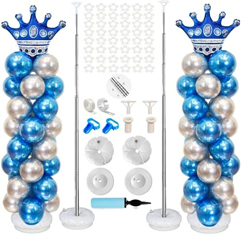 Kaucytue Kit di supporto per colonne di palloncini (2 set), regolabile da 7 piedi per arco di palloncini in metallo, riutilizzabile, design telescopico, per compleanni, matrimoni, feste