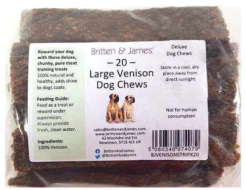 20 Venison Deluxe Dog Chews by Britten and James for Dogs and Puppies