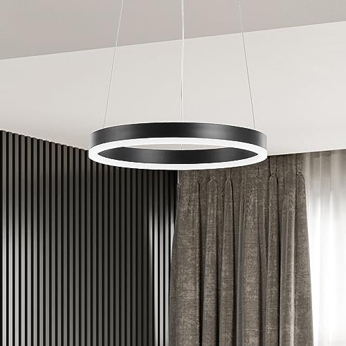 STARRYOL Moderne Pendelleuchte, LED Pendelleuchte, Deckenleuchte 20W für Wohnzimmer Esszimmer Schlafzimmer-schwarz