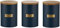 Home Deco London Tea Coffee and Sugar Set of 3 Round Containers Perfect for Storing | Airtight Kitchen Storage Caddy Canister Jars | with Bamboo Lid 1 Litre (Navy Tea, Coffee & Sugar Storage Set)