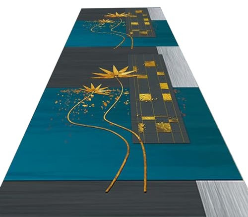 GTPBAO Alfombras de Pasillo Alfombra De Retales Azul para Sala De Estar, Alfombra Moderna De Interior para Dormitorio Balcón Lavandería, Alfombra Suave Y Cómoda (Size : 60x650cm/2x21.3ft)