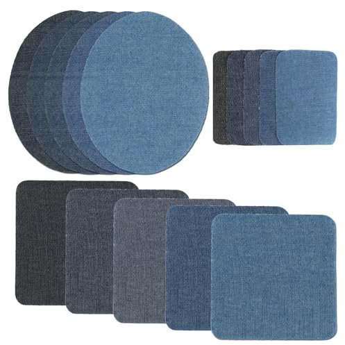 GOTRUST 15 Jeans Flicken zum Aufbügeln, Bügelflicken Jeans Reparatursatz Set, Bügelflicken Jeans, Aufbügelflicken Jeans Iinnen und Außen, Denim Patch Sticker für Jeans, Jacken, DIY Taschen