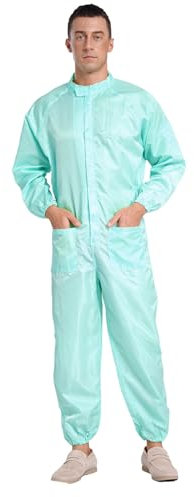 Miutii Combinaison de travail pour homme - Combinaison de protection avec fermeture éclair - Antistatique - Combinaison intégrale - Vêtement de travail industriel, vert clair, XXXXXL