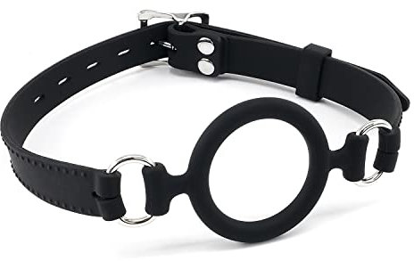 O Rings Silicone Sex Gags for SM Games, Open Mouth Bondage Gags for Sex Play, Silicone Sex Toys SM Bite Gags for Bondage Restraints, Bondage Gear Silicone SM Muzzles (Black-1)