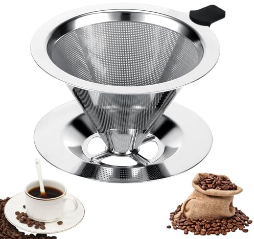 Vasmei Filtro Gotero de Acero Inoxidable Reutilizable Sin Papel Permanente
