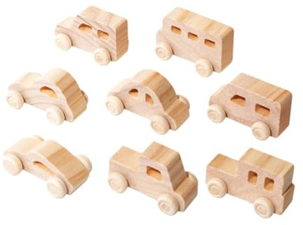 TOYANDONA 8pcs Wooden Car Toys for Boys and Girls Unfinished Crafting Cars for Painting and Creative Play Safe Wood Graffiti Vehicles for Imagination and Fun