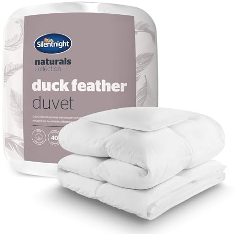 Silentnight Duck Feather Duvet - 10.5 Tog All Season Bed Quilt - Filled with Soft White Natural Duck Feathers for Superior Comfort - Down-Proof Cotton Cover - Breathable & Machine Washable, Super King