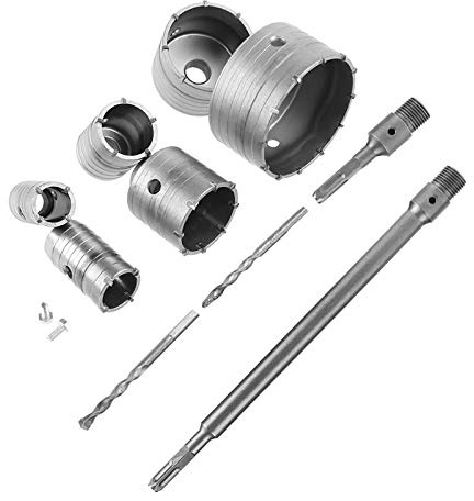 YDuupxe Brocas de Núcleo con Punta de Carburo de Tungsteno, 110 Mm, 80 Mm, 65, 50, 40, 35, Accesorios para Taladro Eléctrico con Vástago de Extensión Cuadrado de 300 para Hormigón, Ladrillo y